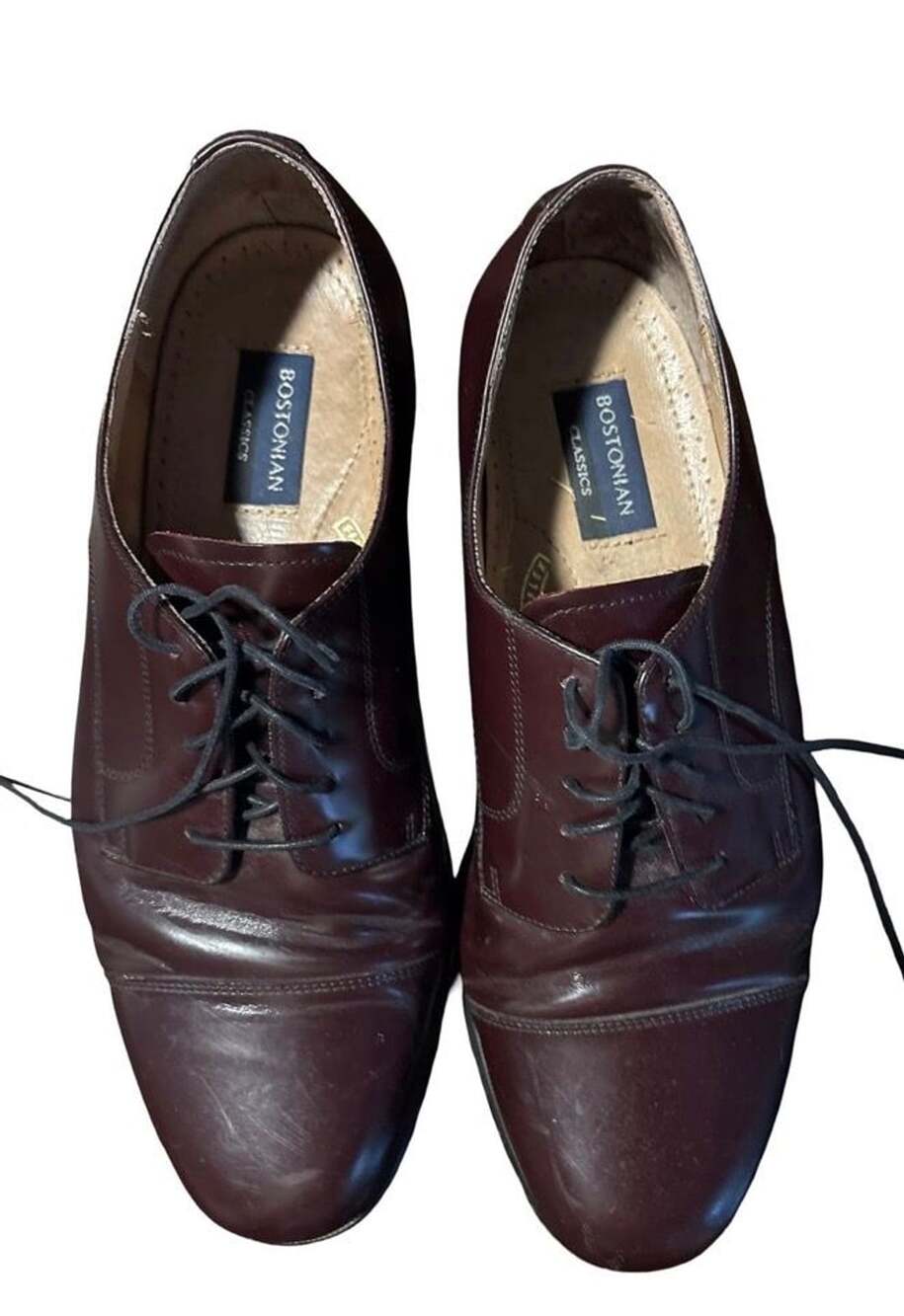 Bostonian Classics Men’s Burgundy Leather Cap Toe Oxford Dress Shoes Lace Up